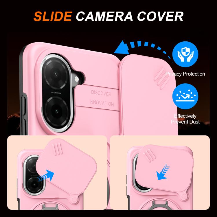 For Redmi A5 4G 171.7mm / Poco C71 Camera Sliding Shield Magnetic Rotation Holder Phone Case