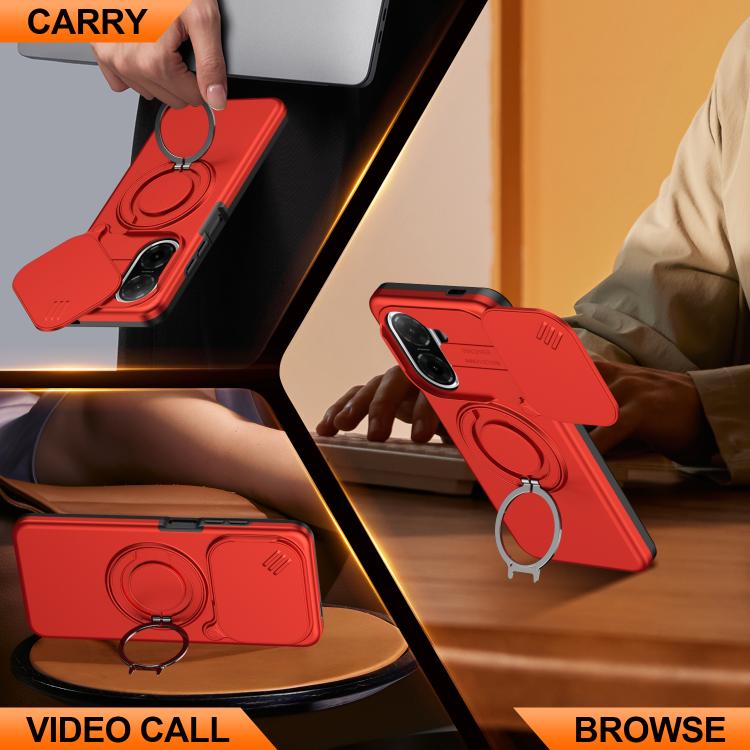 For Redmi A5 4G 171.7mm / Poco C71 Camera Sliding Shield Magnetic Rotation Holder Phone Case