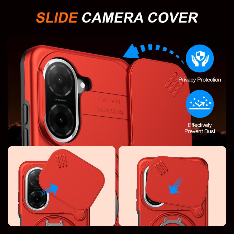 For Redmi A5 4G 171.7mm / Poco C71 Camera Sliding Shield Magnetic Rotation Holder Phone Case