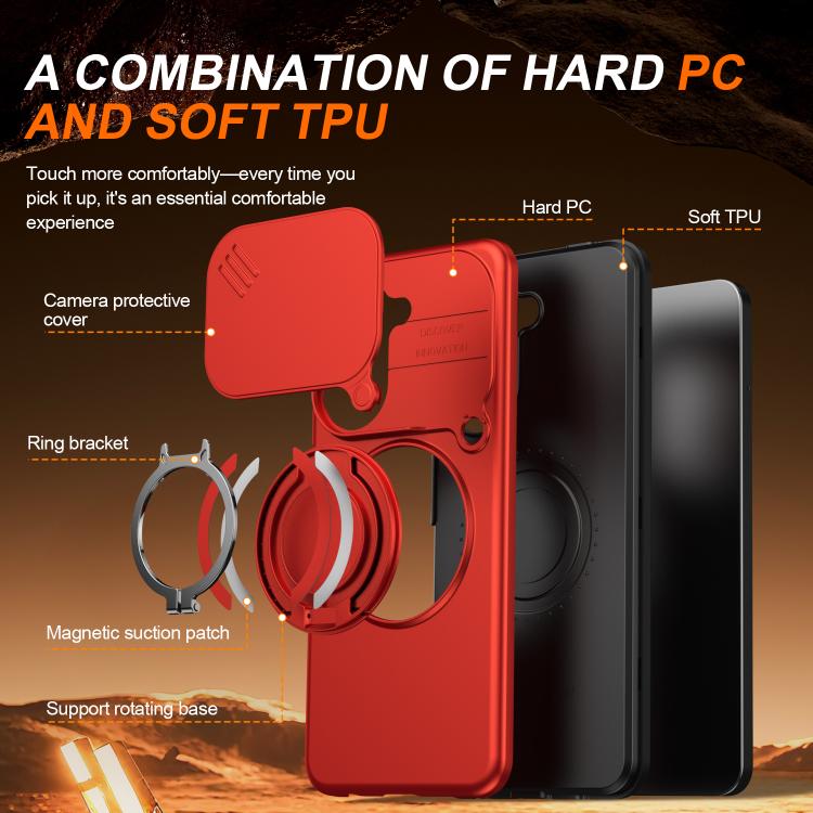 For Redmi A5 4G 171.7mm / Poco C71 Camera Sliding Shield Magnetic Rotation Holder Phone Case