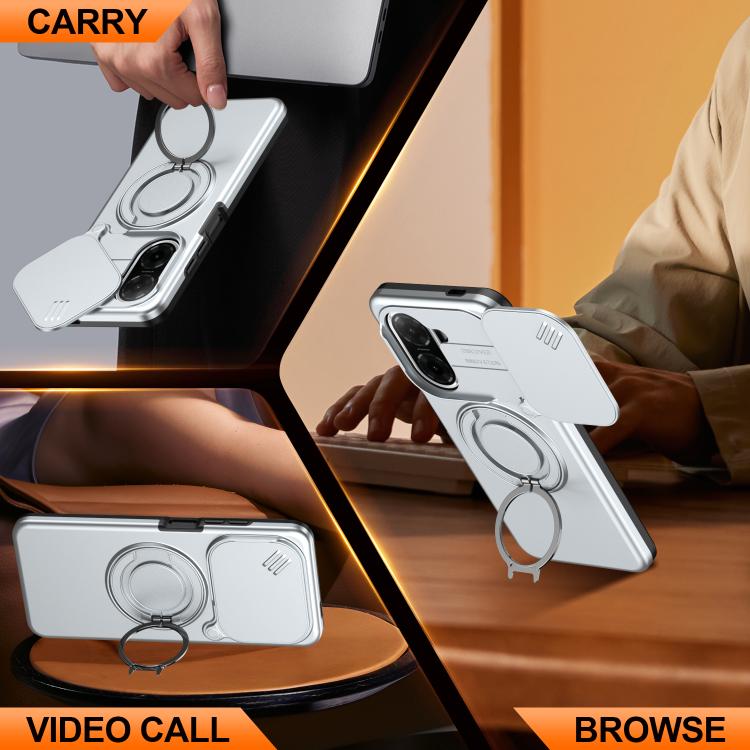 For Redmi A5 4G 171.7mm / Poco C71 Camera Sliding Shield Magnetic Rotation Holder Phone Case