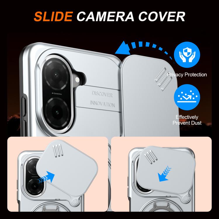For Redmi A5 4G 171.7mm / Poco C71 Camera Sliding Shield Magnetic Rotation Holder Phone Case