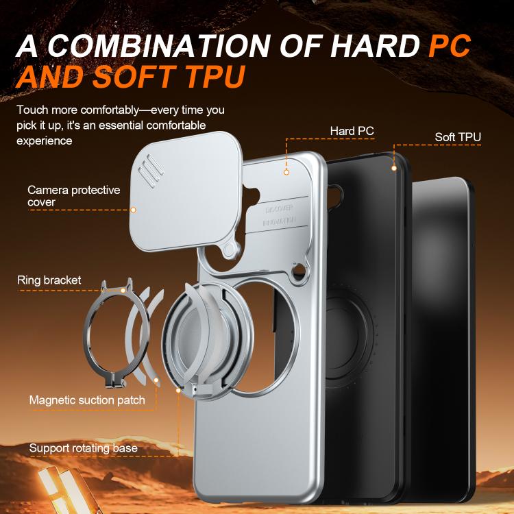 For Redmi A5 4G 171.7mm / Poco C71 Camera Sliding Shield Magnetic Rotation Holder Phone Case