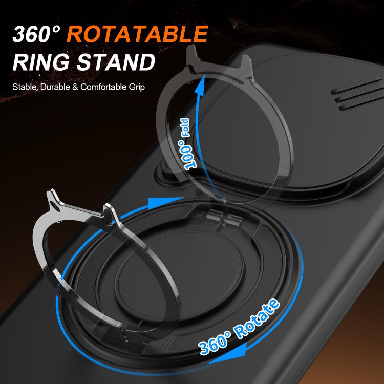 For Redmi Note 14 Pro 4G / 5G / 14 Pro+ Camera Sliding Shield Magnetic Rotation Holder Phone Case