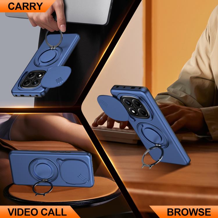 For Redmi Note 14 Pro 4G / 5G / 14 Pro+ Camera Sliding Shield Magnetic Rotation Holder Phone Case