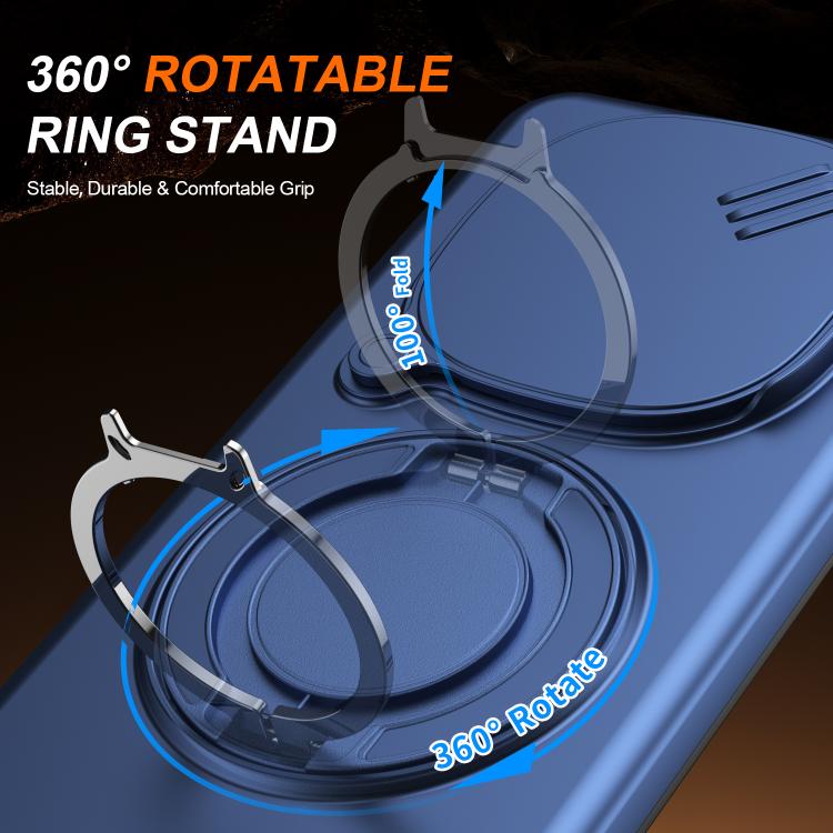 For Redmi Note 14 Pro 4G / 5G / 14 Pro+ Camera Sliding Shield Magnetic Rotation Holder Phone Case