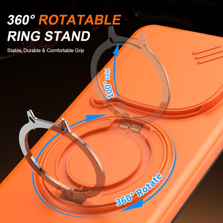 For Redmi Note 14 Pro 4G / 5G / 14 Pro+ Camera Sliding Shield Magnetic Rotation Holder Phone Case