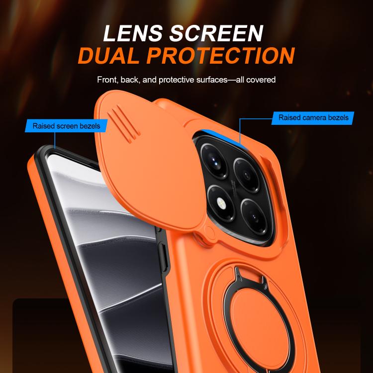 For Redmi Note 14 Pro 4G / 5G / 14 Pro+ Camera Sliding Shield Magnetic Rotation Holder Phone Case