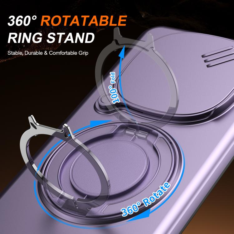 For Redmi Note 14 Pro 4G / 5G / 14 Pro+ Camera Sliding Shield Magnetic Rotation Holder Phone Case