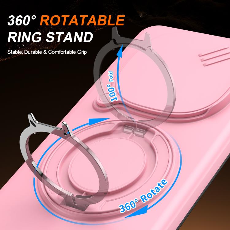 For Redmi Note 14 Pro 4G / 5G / 14 Pro+ Camera Sliding Shield Magnetic Rotation Holder Phone Case