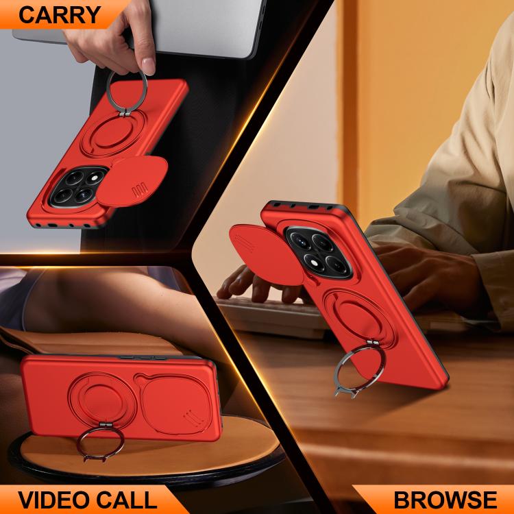 For Redmi Note 14 Pro 4G / 5G / 14 Pro+ Camera Sliding Shield Magnetic Rotation Holder Phone Case