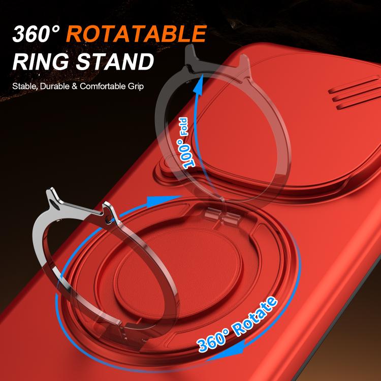 For Redmi Note 14 Pro 4G / 5G / 14 Pro+ Camera Sliding Shield Magnetic Rotation Holder Phone Case