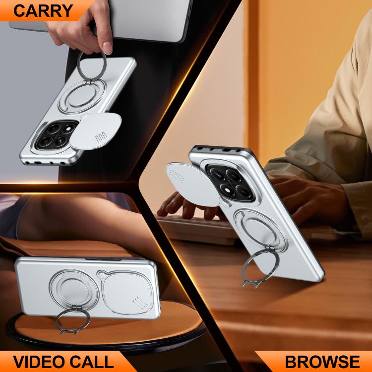 For Redmi Note 14 Pro 4G / 5G / 14 Pro+ Camera Sliding Shield Magnetic Rotation Holder Phone Case