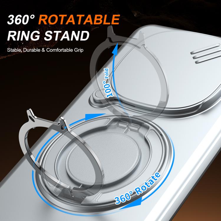 For Redmi Note 14 Pro 4G / 5G / 14 Pro+ Camera Sliding Shield Magnetic Rotation Holder Phone Case