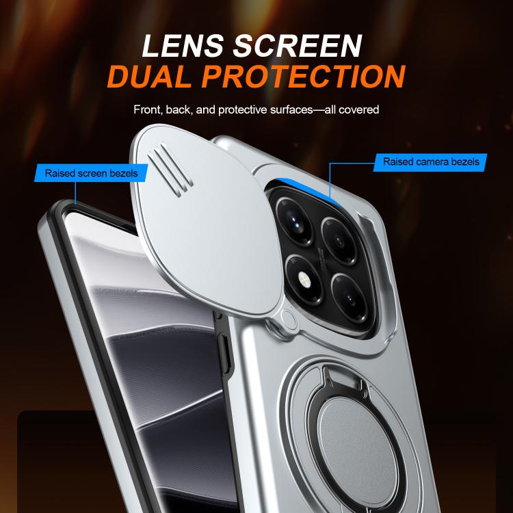 For Redmi Note 14 Pro 4G / 5G / 14 Pro+ Camera Sliding Shield Magnetic Rotation Holder Phone Case