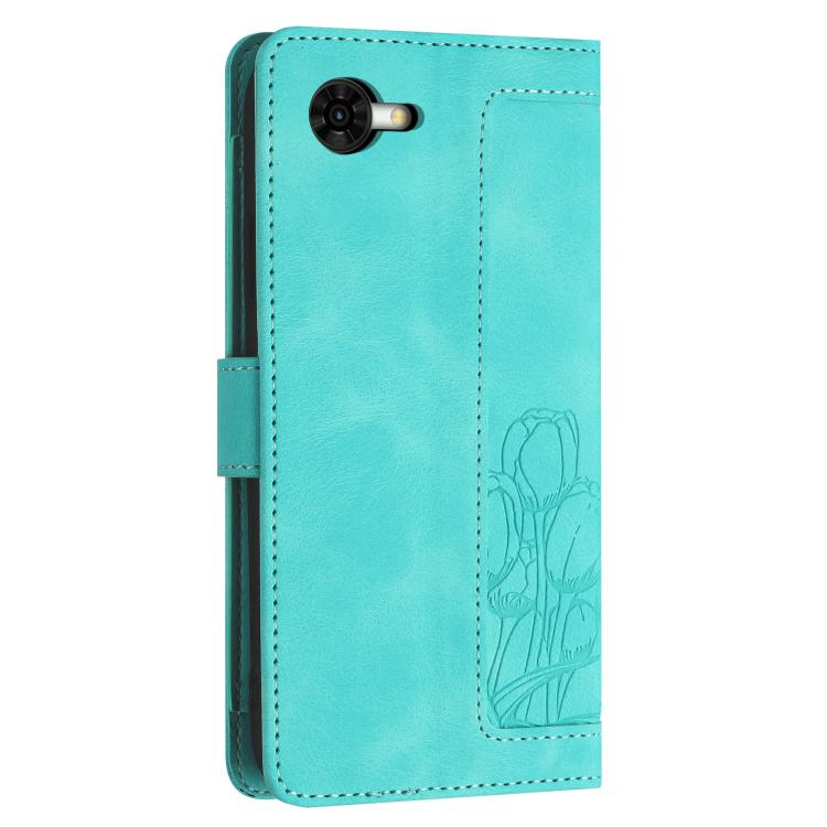 For ZTE nubia S2R Tulips Embossed Leather Phone Case with Lanyard