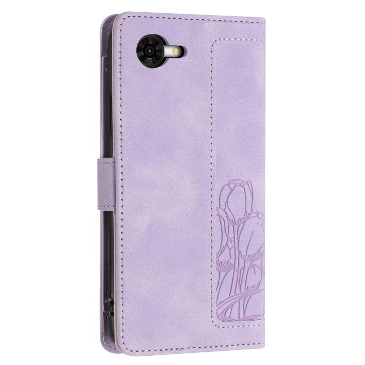 For ZTE nubia S2R Tulips Embossed Leather Phone Case with Lanyard