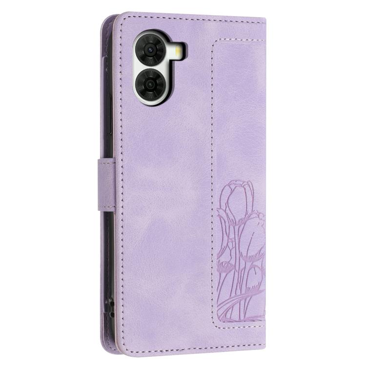 For ZTE nubia S2 Tulips Embossed Leather Phone Case with Lanyard