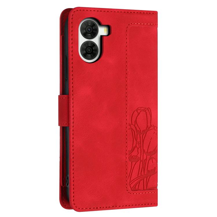For ZTE nubia S2 Tulips Embossed Leather Phone Case with Lanyard