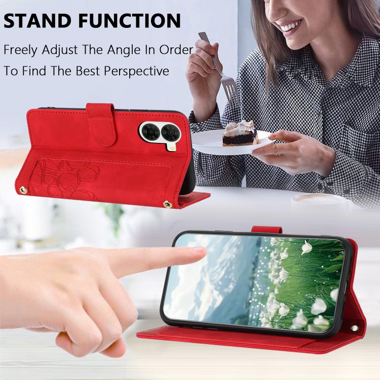 For ZTE nubia S2 Tulips Embossed Leather Phone Case with Lanyard