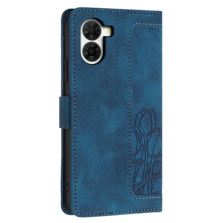 For ZTE nubia S2 Tulips Embossed Leather Phone Case with Lanyard