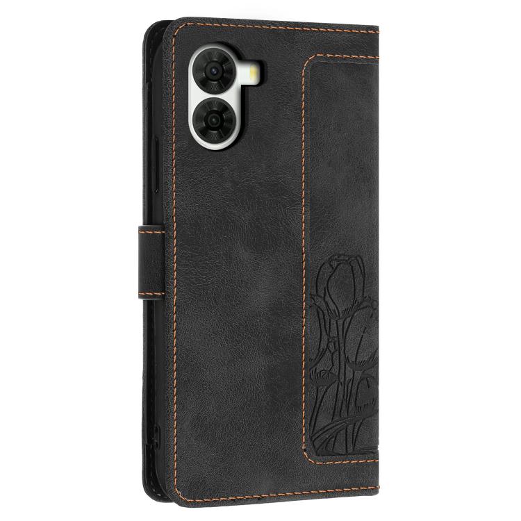 For ZTE nubia S2 Tulips Embossed Leather Phone Case with Lanyard