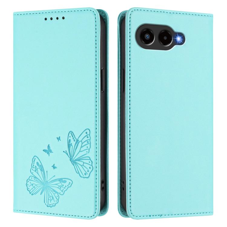 For T-Mobile REVVL 8 5G / T Phone 3 Strong Magnetic Dual Butterfly RFID Vegan Leather Phone Case