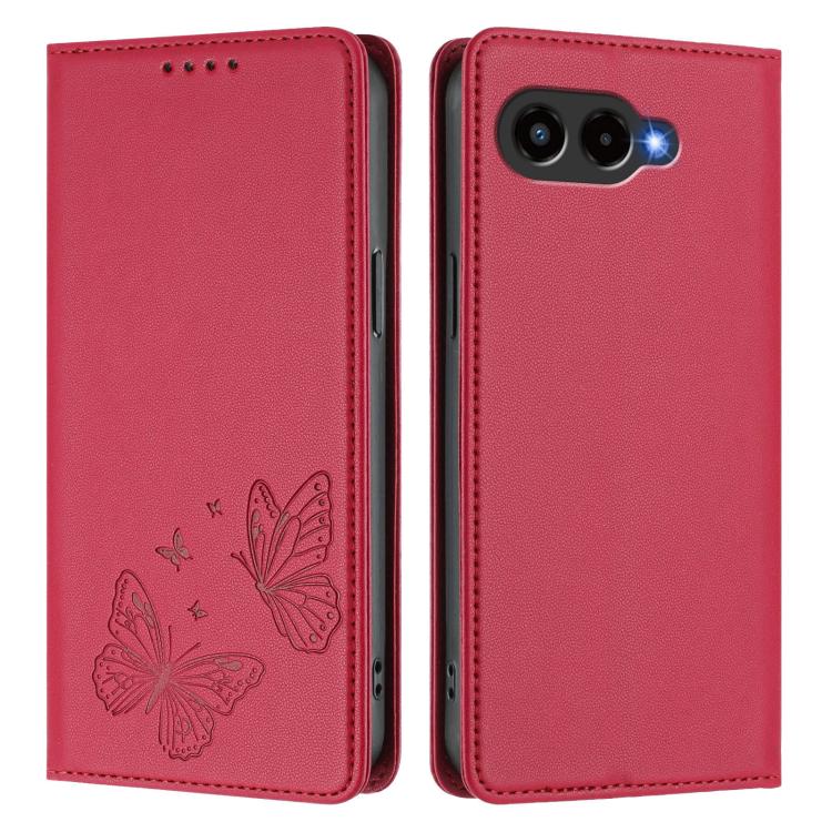 For T-Mobile REVVL 8 5G / T Phone 3 Strong Magnetic Dual Butterfly RFID Vegan Leather Phone Case