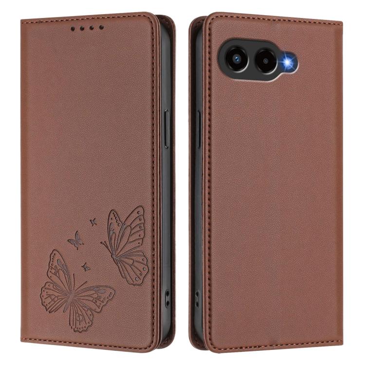 For T-Mobile REVVL 8 5G / T Phone 3 Strong Magnetic Dual Butterfly RFID Vegan Leather Phone Case