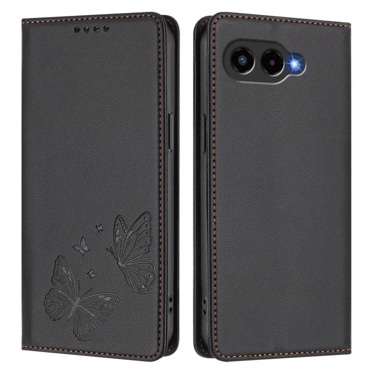 For T-Mobile REVVL 8 5G / T Phone 3 Strong Magnetic Dual Butterfly RFID Vegan Leather Phone Case