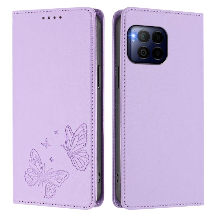 For T-Mobile REVVL 7 Pro 5G / T Phone 2 Pro 5G Strong Magnetic Dual Butterfly RFID Vegan Leather Phone Case