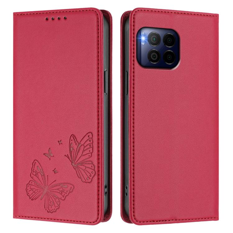 For T-Mobile REVVL 7 Pro 5G / T Phone 2 Pro 5G Strong Magnetic Dual Butterfly RFID Vegan Leather Phone Case
