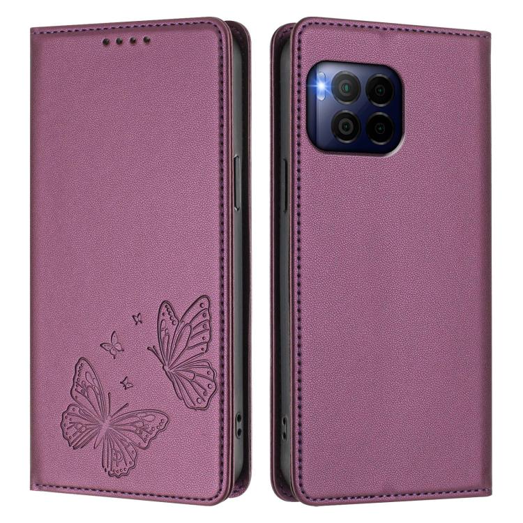 For T-Mobile REVVL 7 Pro 5G / T Phone 2 Pro 5G Strong Magnetic Dual Butterfly RFID Vegan Leather Phone Case