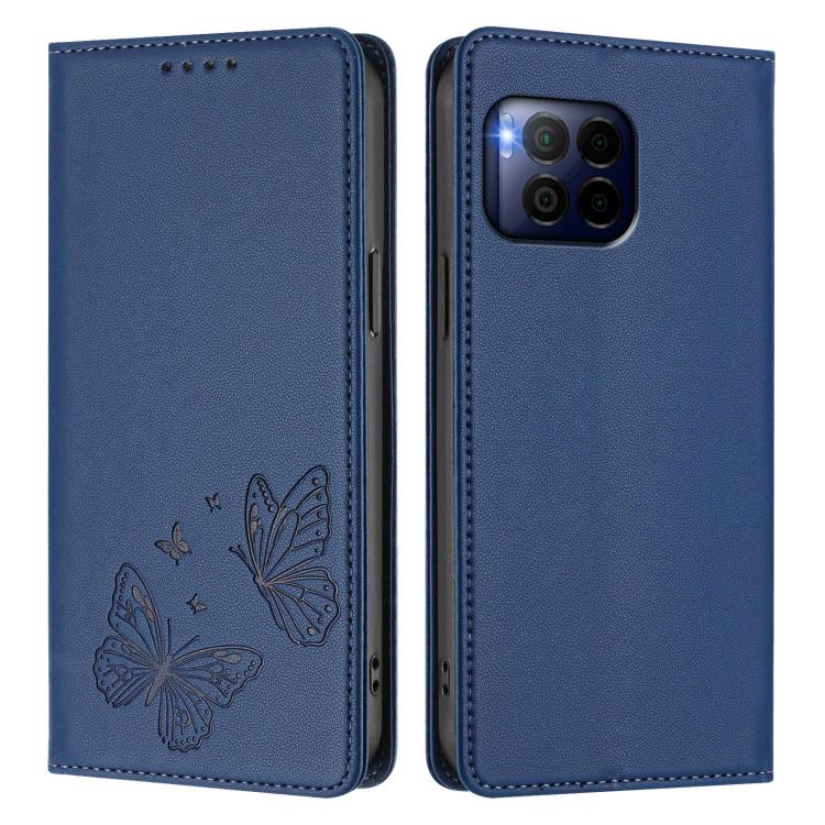 For T-Mobile REVVL 7 Pro 5G / T Phone 2 Pro 5G Strong Magnetic Dual Butterfly RFID Vegan Leather Phone Case