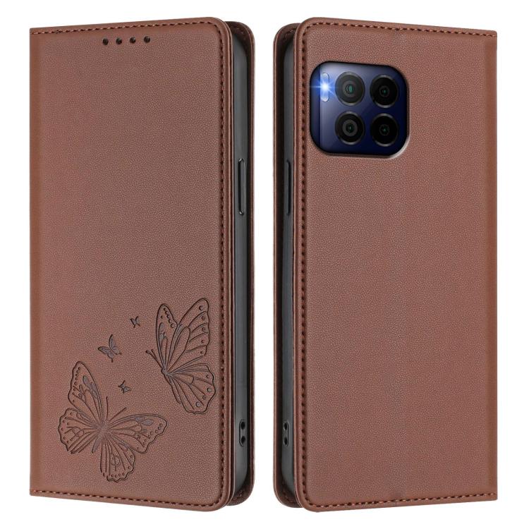 For T-Mobile REVVL 7 Pro 5G / T Phone 2 Pro 5G Strong Magnetic Dual Butterfly RFID Vegan Leather Phone Case
