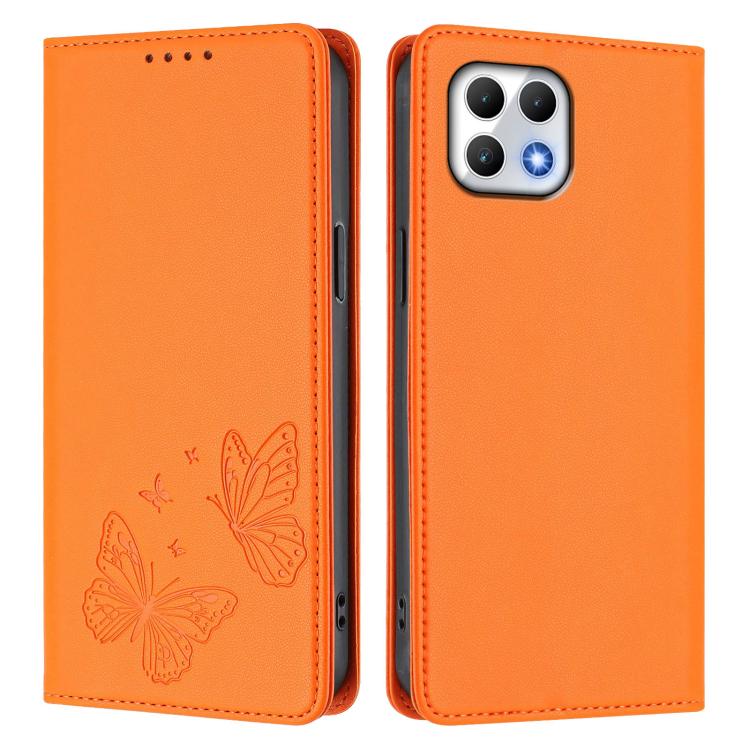 For T-Mobile REVVL 7 5G / T Phone 2 5G Strong Magnetic Dual Butterfly RFID Vegan Leather Phone Case