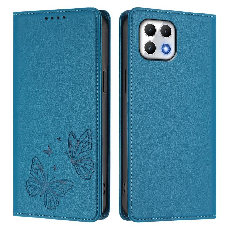 For T-Mobile REVVL 7 5G / T Phone 2 5G Strong Magnetic Dual Butterfly RFID Vegan Leather Phone Case