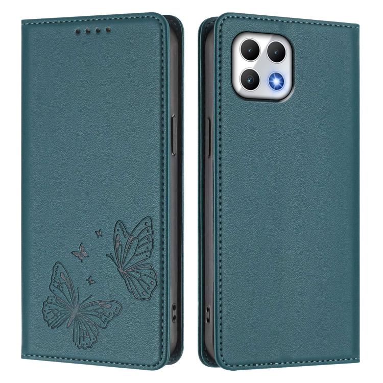 For T-Mobile REVVL 7 5G / T Phone 2 5G Strong Magnetic Dual Butterfly RFID Vegan Leather Phone Case