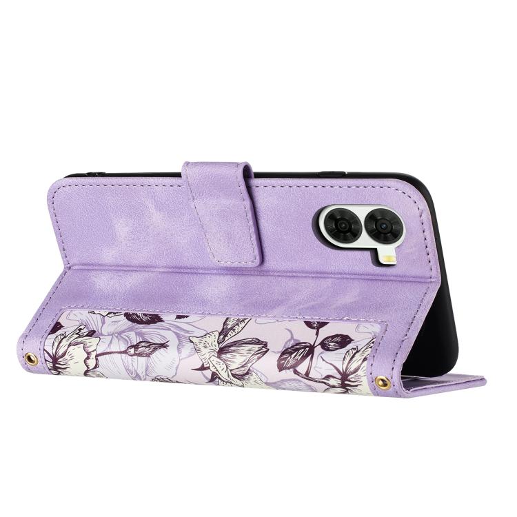 For ZTE nubia S2 Floral Pattern Leather Phone Case with Lanyard