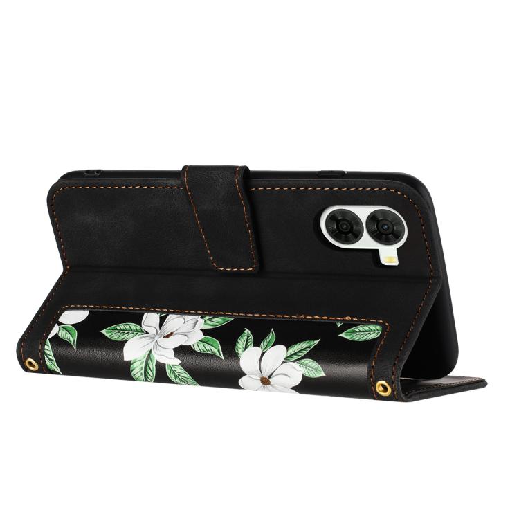 For ZTE nubia S2 Floral Pattern Leather Phone Case with Lanyard