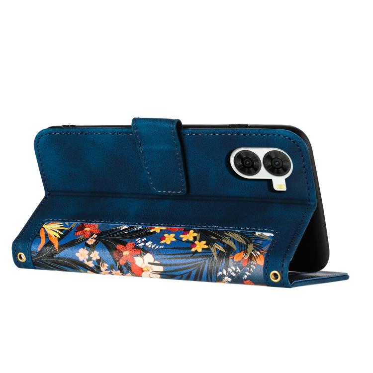For ZTE nubia S2 Floral Pattern Leather Phone Case with Lanyard