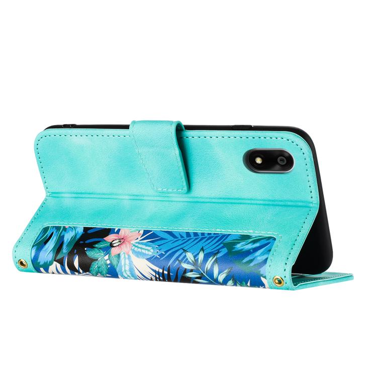 For ZTE Kantan Sumaho 4 A402ZT Floral Pattern Leather Phone Case with Lanyard