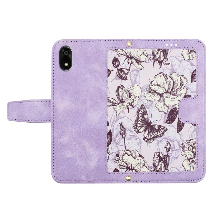 For ZTE Kantan Sumaho 4 A402ZT Floral Pattern Leather Phone Case with Lanyard