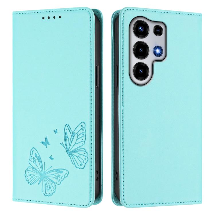 For Itel Super 26 Ultra Strong Magnetic Dual Butterfly RFID Vegan Leather Phone Case