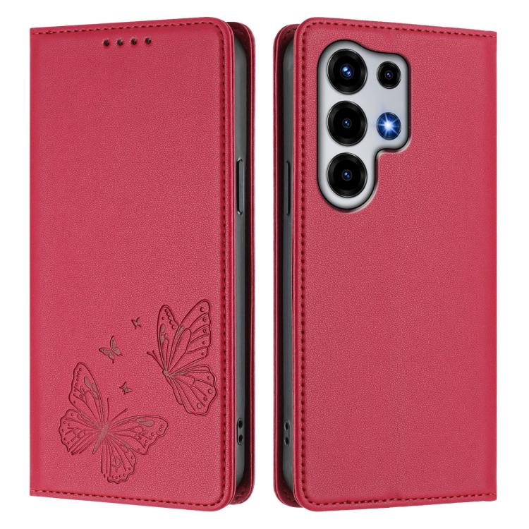 For Itel Super 26 Ultra Strong Magnetic Dual Butterfly RFID Vegan Leather Phone Case