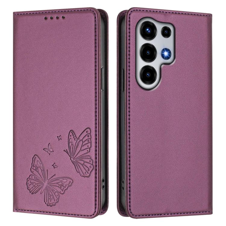 For Itel Super 26 Ultra Strong Magnetic Dual Butterfly RFID Vegan Leather Phone Case
