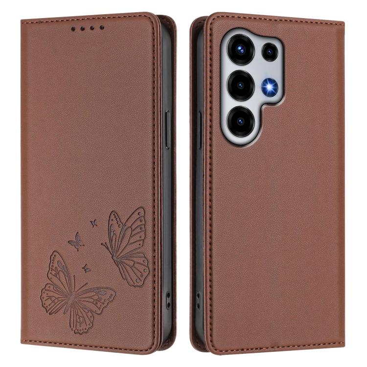 For Itel Super 26 Ultra Strong Magnetic Dual Butterfly RFID Vegan Leather Phone Case