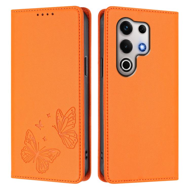 For Itel S25 Ultra Strong Magnetic Dual Butterfly RFID Vegan Leather Phone Case