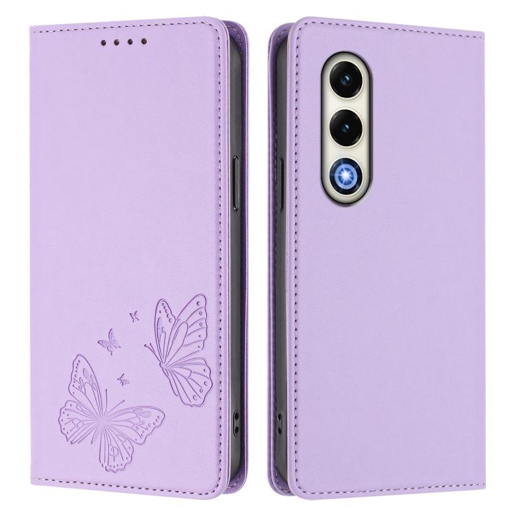 For Itel S25 Strong Magnetic Dual Butterfly RFID Vegan Leather Phone Case