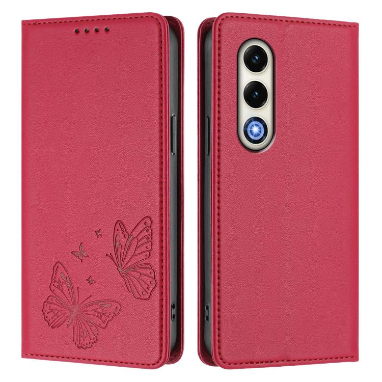 For Itel S25 Strong Magnetic Dual Butterfly RFID Vegan Leather Phone Case
